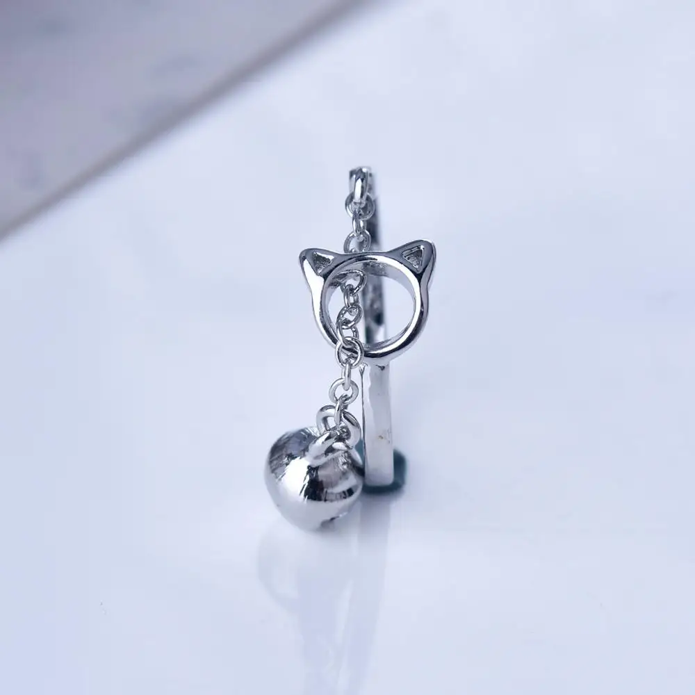 New 9 2 5 Color Hollow Cat Open Ring With Bell Pendant Creative Simple Chain For Women Girl Lovely Jewelry Gift | Украшения и
