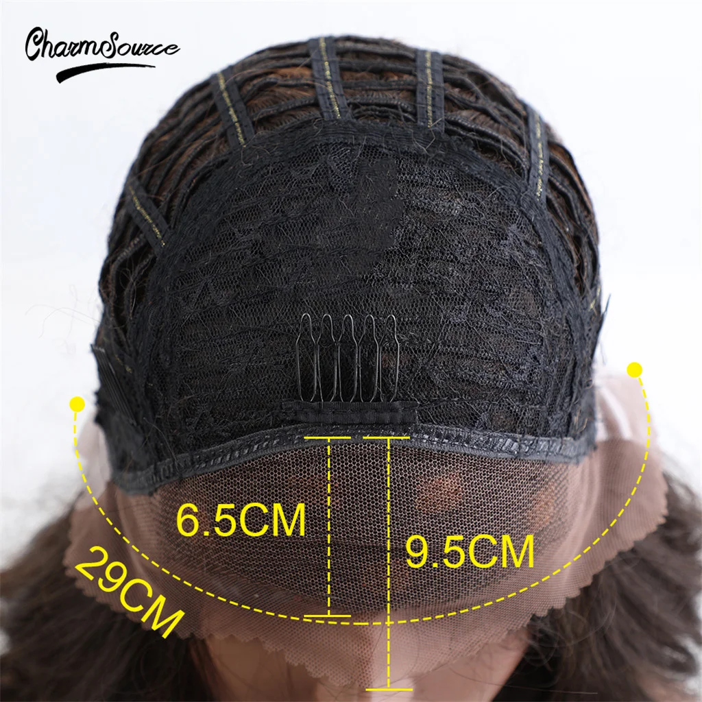 

CharmSource Synthetic Front Lace Wig Long Straight Purple Hair Wigs For Women Daily Party Cosplay Heat Resistant Wig