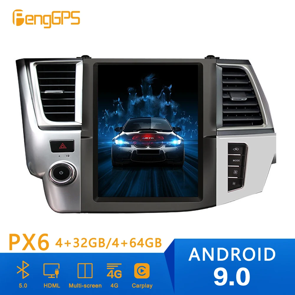 Tesla стиль Android 9 0 PX6 Автомобильный GPS навигатор для Toyota Highlander 2015 2018 головное
