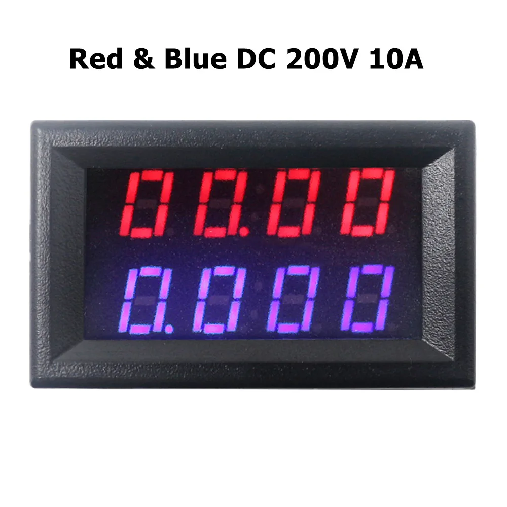 DC 200V 10A 4 бит цифровой вольтметр Амперметр Ампер Вольтметр постоянного тока 200 в 100 в 10 а автомобильный тестер напряжения тока Панель Красный Синий светодиодный двойной дисплей - Цвет: DC 200V 10A