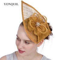 sinamay wedding hair fascinators with feather derby occasion fedora church hats women bridal wedding headpieces headbands