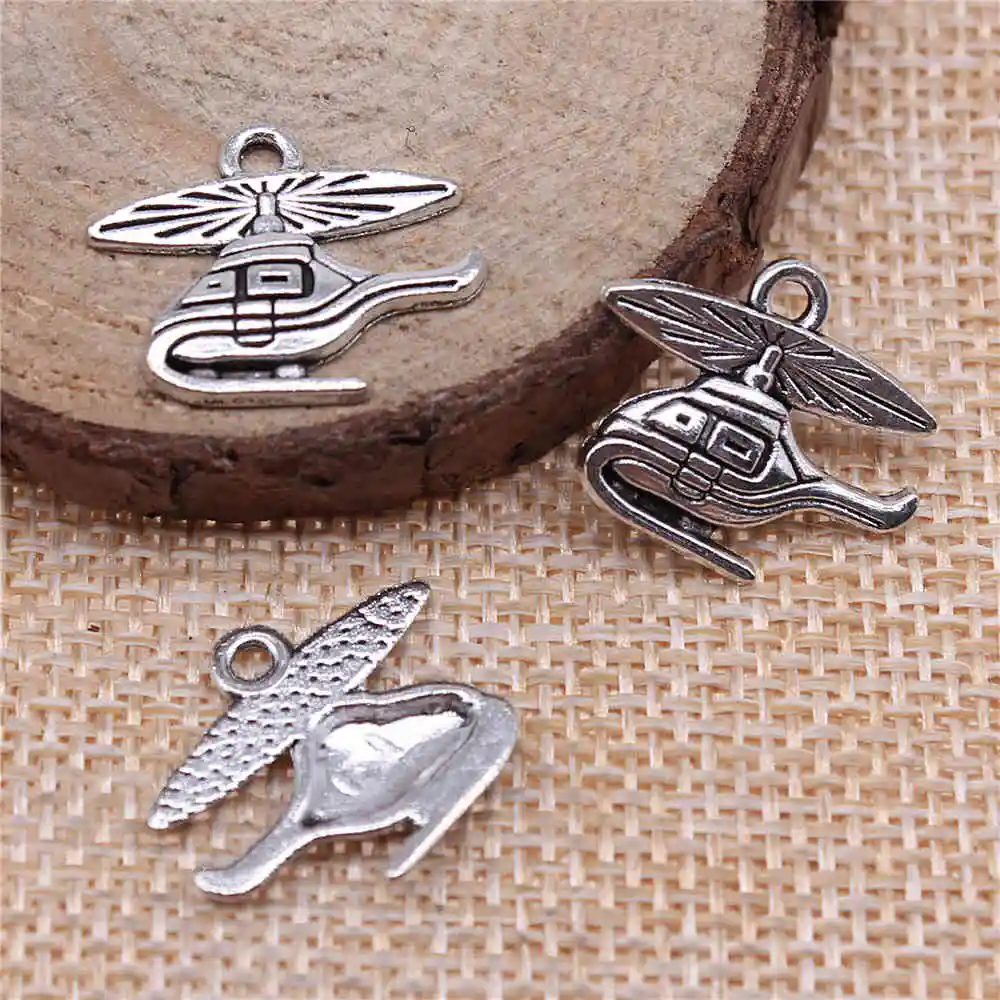 

Earring Charms For Jewelry Making 40pcs Helicopters Charms 15x19mm Antique Silver Plated