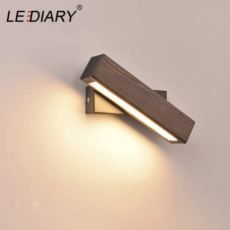 LEDIARY скандинавский настенный светильник для гостиной с натуральным деревом 3