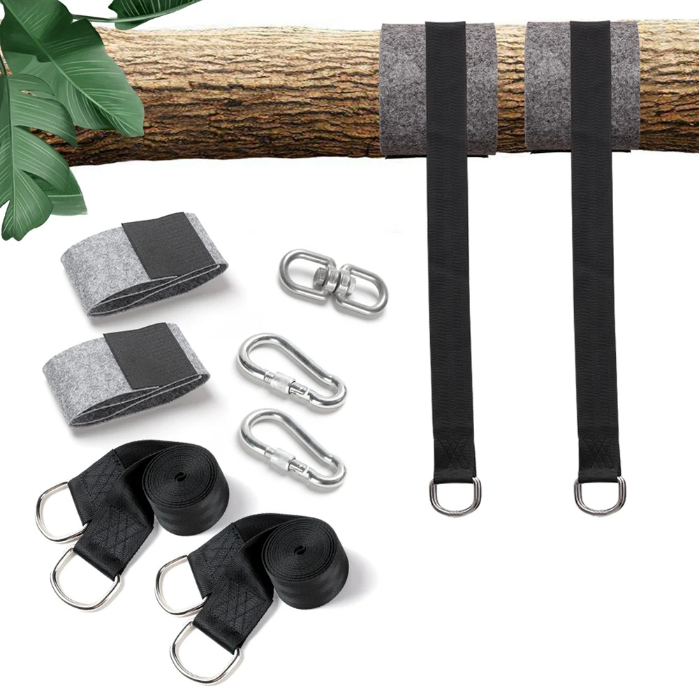 

2pcs Swing Hanging Kit Camping Hammock Straps 360 Rotatable Children Swing Rope Outdoor Hammock Hanging Belt with Lock Hooks