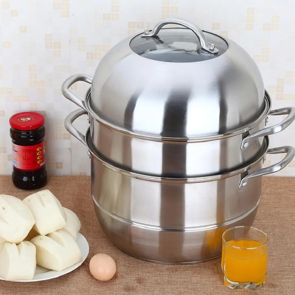 28 см Нержавеющая сталь 3-х уровневая/Слои Пароварка горшок Еда готовить двойной