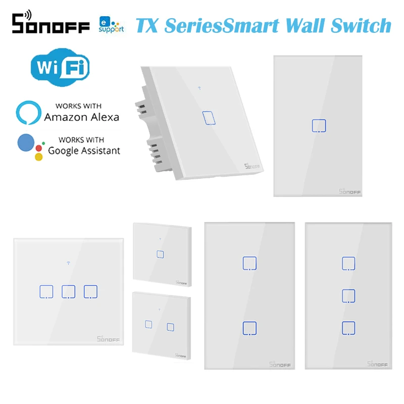 Умный выключатель SONOFF T0 T1 T2 T3 ЕС США Великобритания Wi-Fi дистанционное управление