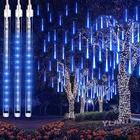 Рождественская светодиодная гирлянда YLT с 16 трубками для метеоритного душа, праздничная гирлянда, уличная светильник аемая сказосветильник Гирлянда для украшения улицы