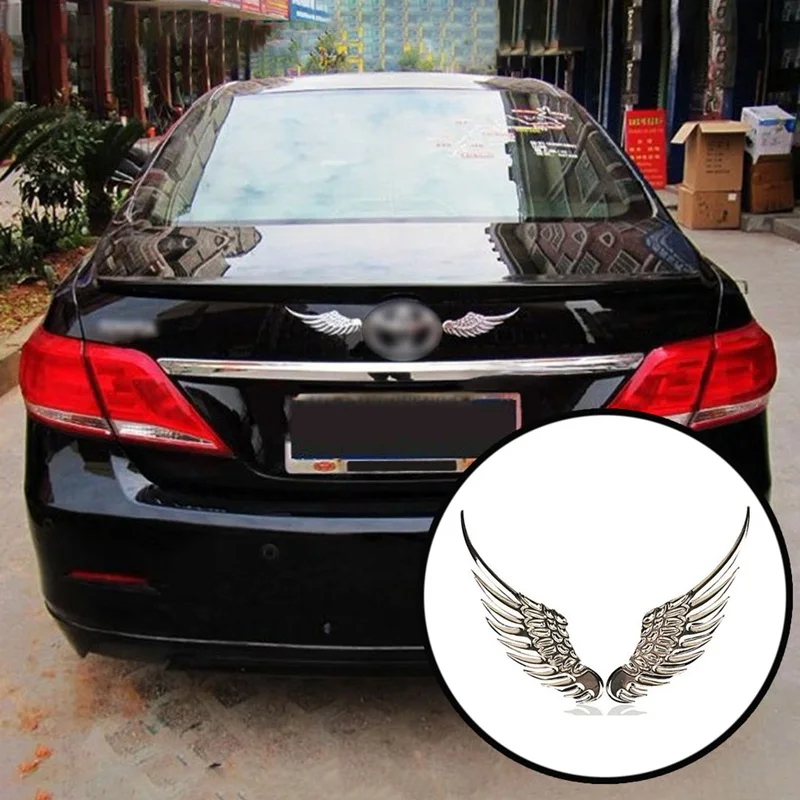 

1 Pair Of Car Shape Fashion Metal Sticker 3D Stereo Eagle Wings Car Sticker Car Motorcycle Accessories Gold/silver