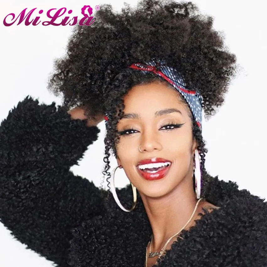 

Кудрявые вьющиеся человеческие волосы для наращивания на шнурке хвост женский натуральный зажим для волос для конского хвоста для женщин ...