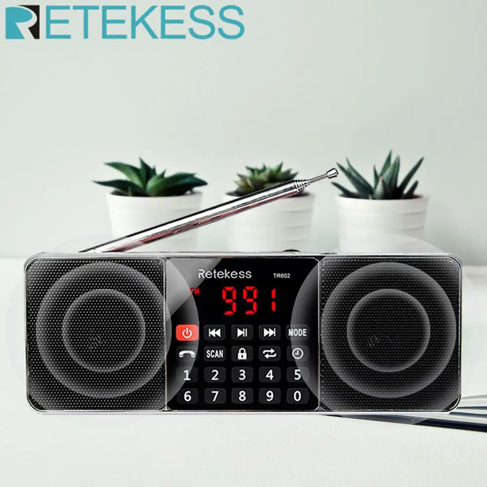 Retekess TR602 Портативный AM FM стерео радио приемник с беспроводной MP3-плеер динамик AUX вход поддержка TF карты таймер сна