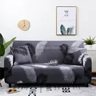 Эластичный чехол для дивана с серыми листьями, современный чехол из полиэстера для углового дивана, чехол для защиты кресла, требуется 2 элегантных чехла L-образной формы