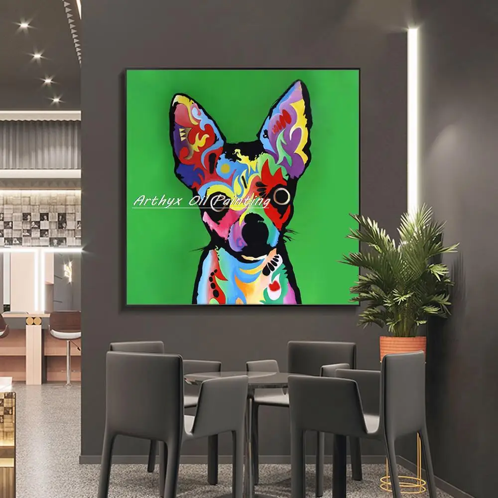 Arthyx Ручная роспись Абстрактная милая собака животные картина маслом на холсте
