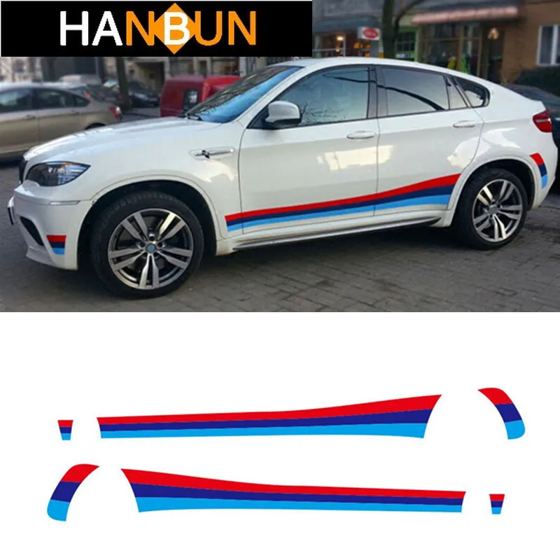 Sport Styling Car Side Skirts Decal Waist Line Stickers For BMW X6 X4 Tricolor Both Sides Vinyl Decals Stickers