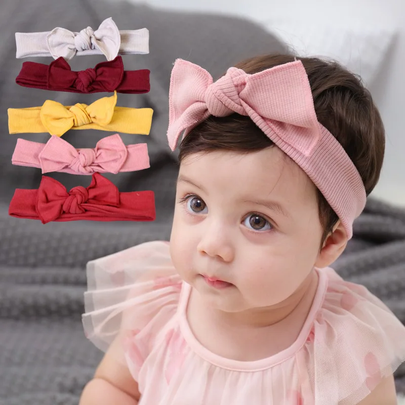 

Cotton Baby Ribbed Headband For Children Girl Kids Hair Accessories Newborn Turban Soft Elastic Infant Hairband Tieknot Headwrap