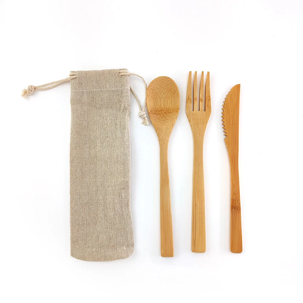Ноль отходов 3 шт./компл. портативный многоразовый бамбуковый набор столовых