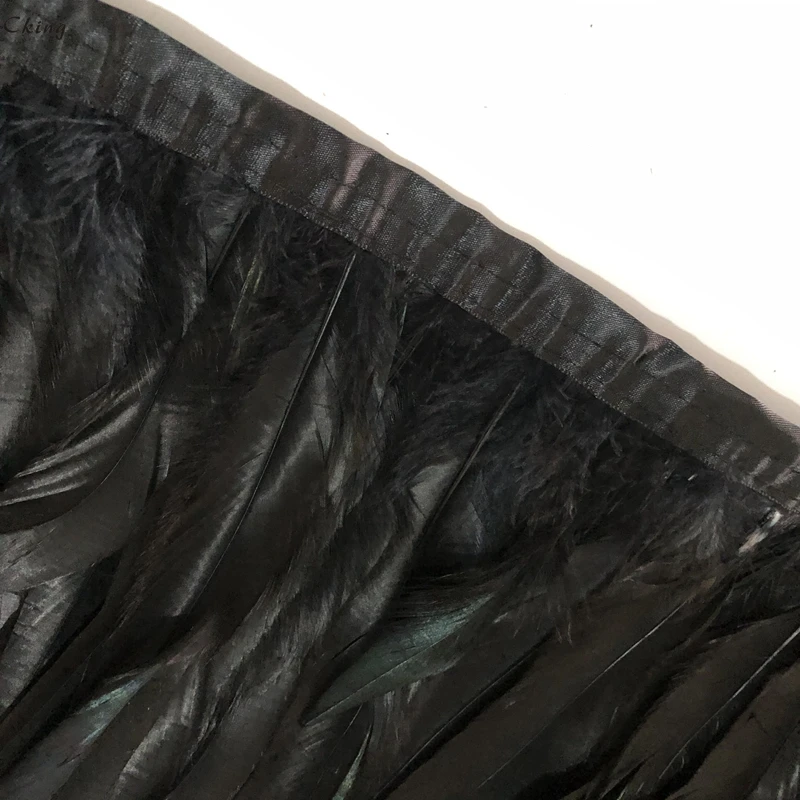 Черный цвет 2 метра 15 20 см натуральный и настоящий петух отделка перьями ленты