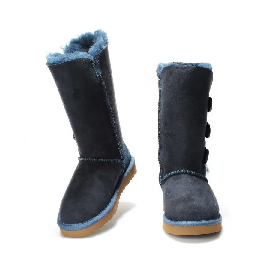 Deep Blue Модные зимние ботинки; женские ботинки; Коллекция года; высокие сапоги из овечьей кожи; натуральный мех; теплая шерсть; зимние сапоги; Водонепроницаемая нескользящая обувь - Цвет: Deep Blue