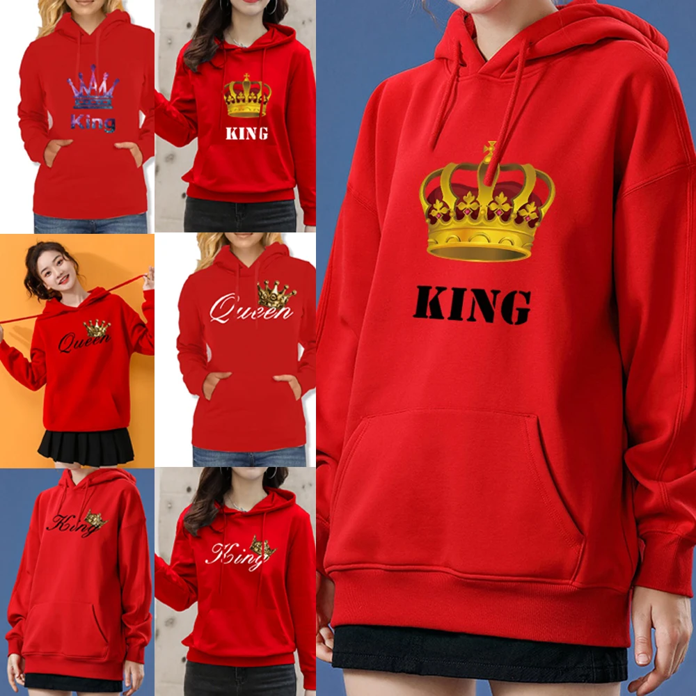

Sweatshirts Female Hoodies Women Pullover Tops Long Sleeve Queen Print Harajuku Hoodie Hooded for Clothes Teenagers Streetwear