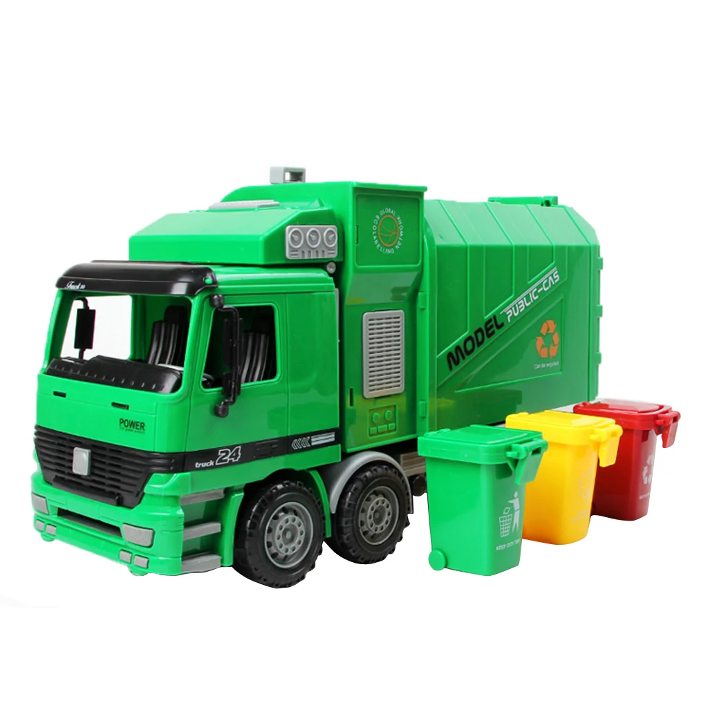 

1:22 Kids Super Large Diecast Pull Back Garbage Truck Model Learning Toys