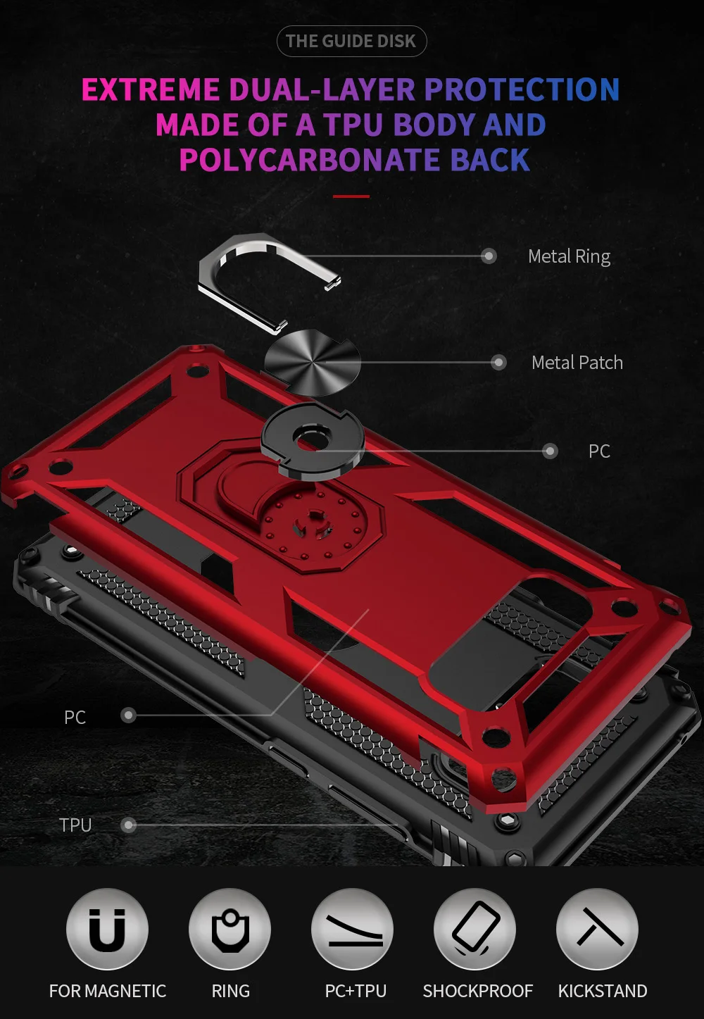 Luxury Rugged Shockproof Phone Case For Samsung Galaxy S7 S8 S9 S10 NOTE 8 9 10 PLUS EDGE LITE 5G S10E Armor Protection PC Cover