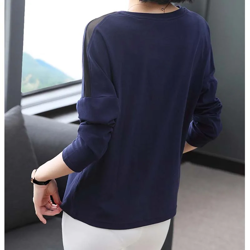 Женские футболки с длинным рукавом 2021 летние новые лоскутные офисные женские