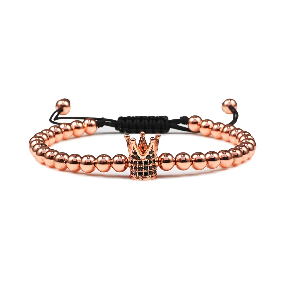 Регулируемый Браслет Роза Золотой геометрической формы микро паве шарики бусины