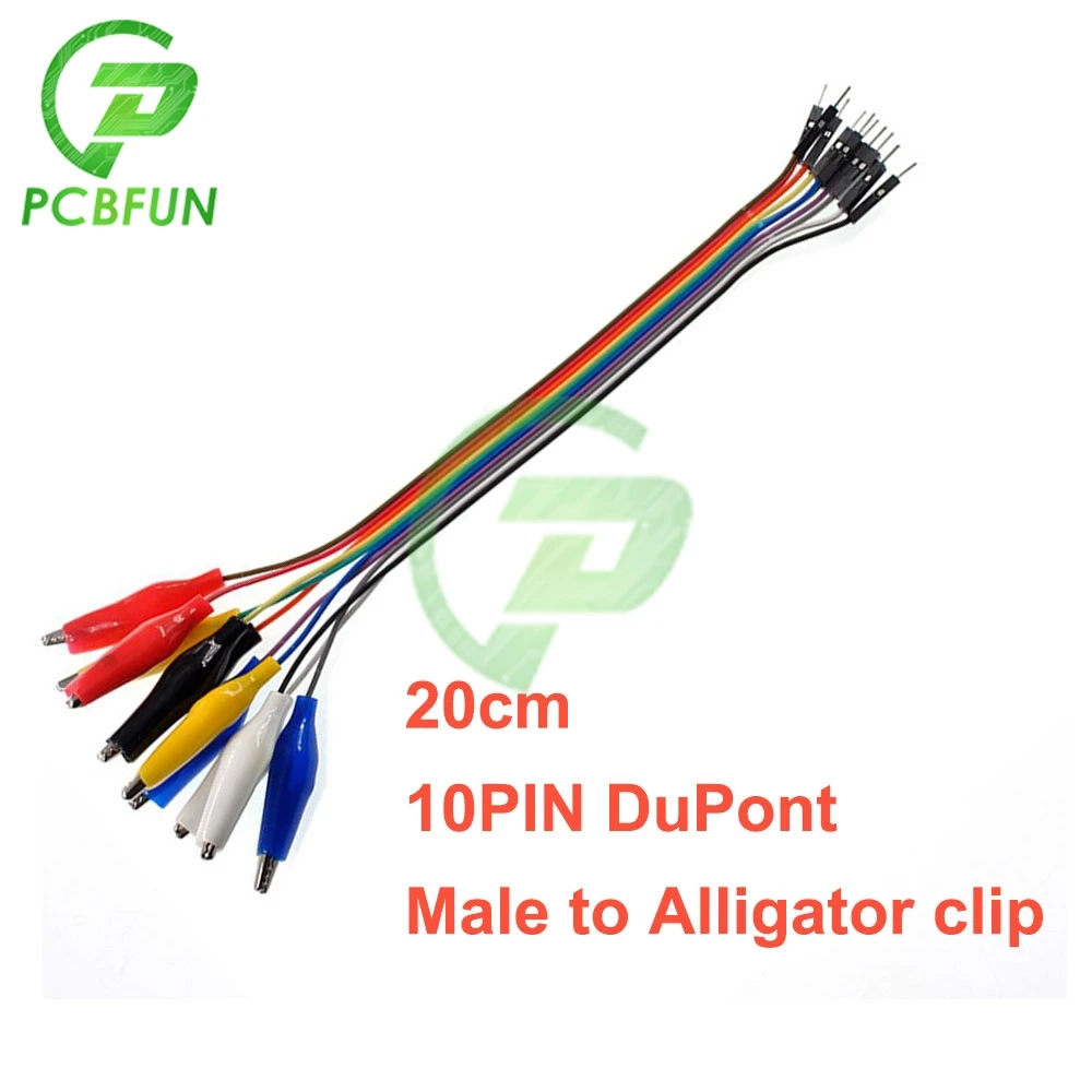 20cm 30cm 10 Pin Dupont Line Double-end Alligator Clips Jumper Wire Male Female Crocodile Clip Test Lead Jumper Wire Line Cable