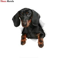 three ratels ftc 1073 3d black dachshund dog sticker car decal for wall toilet kids room luggage skateboard laptop