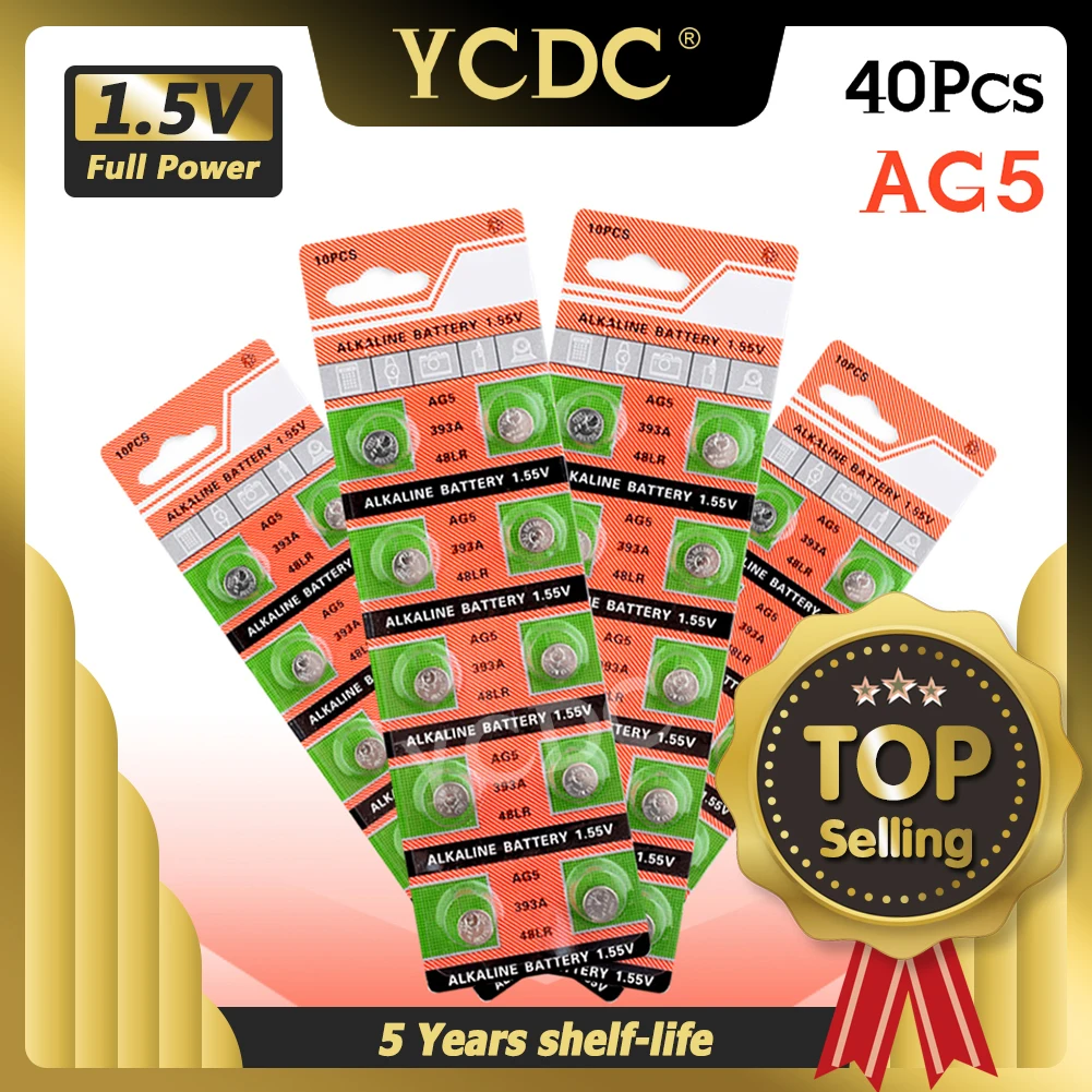 AG5 393 SR754W SR48 Щелочная монетная Cell кнопочные батареи 1 55 в для часов 40 шт. LR754 G5A 193 48 393A