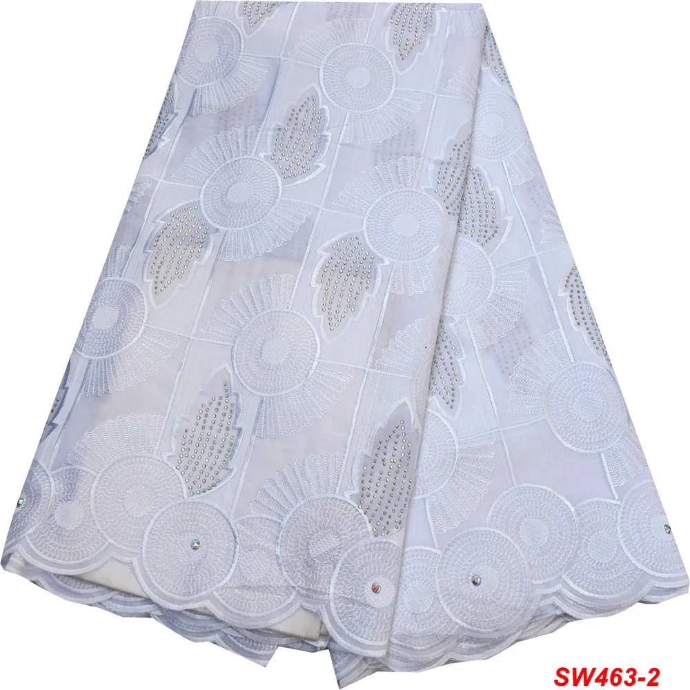 Высококачественная Африканская Хлопковая кружевная ткань с камнями швейцарская