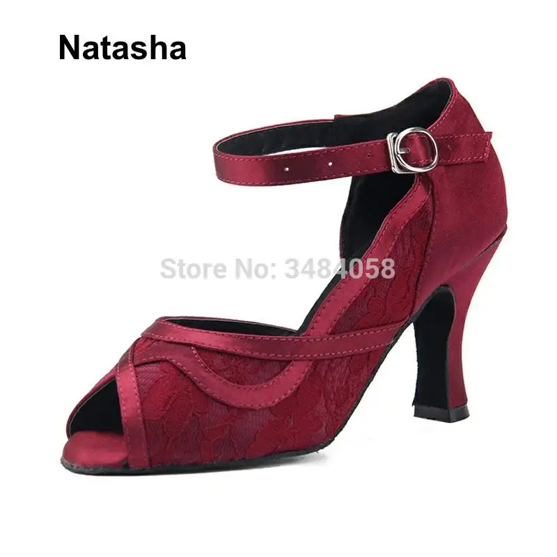 Танцевальные туфли Natasha GB для латиноамериканских танцев черные кружевные
