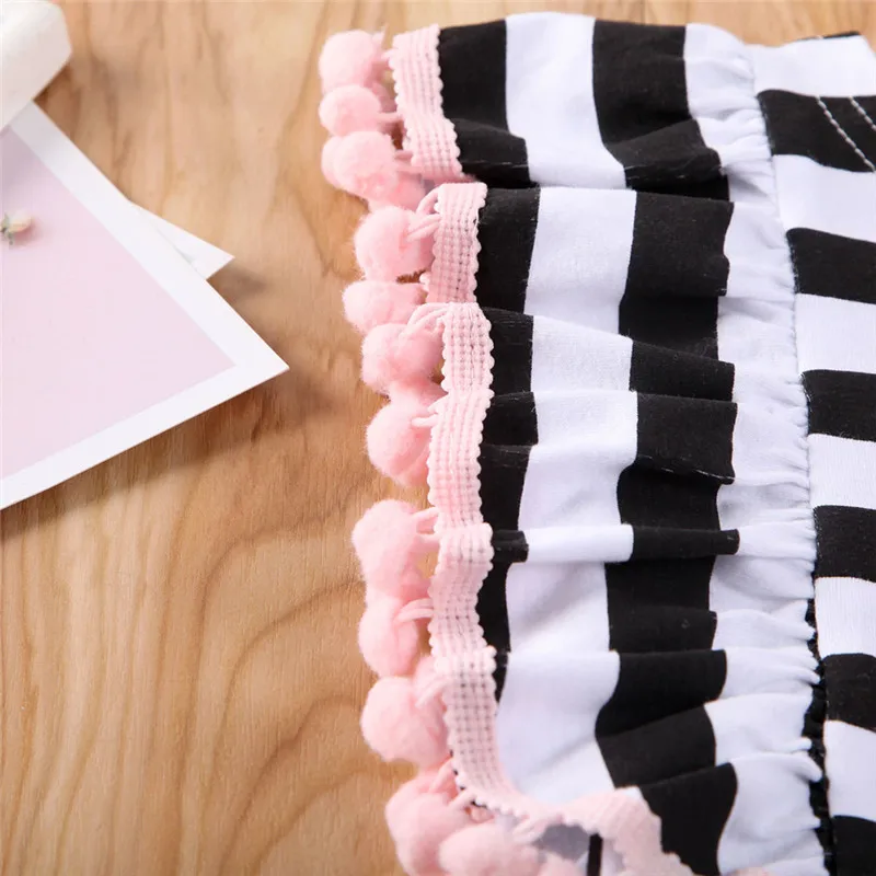 Cute Summer Baby Kids Girl Flamingo Print Stripe T shirt Tops+Shorts Pants 2PCS Outfit Clothes Set | Детская одежда и обувь