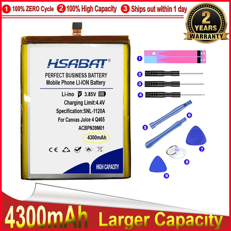 HSABAT 0 цикла 4300 мА/ч ACBPN39M01 Батарея для Micromax Canvas сок 4 Q465 высокое качество запасной