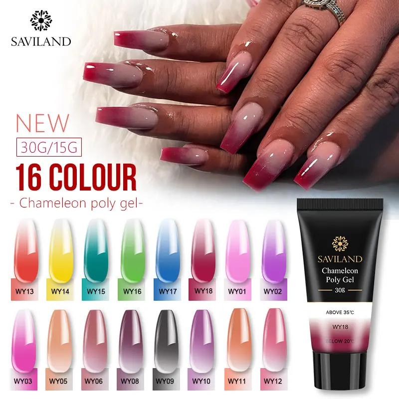 SAVILAND изменение цвета 30 мл 15 термальное наращивание ногтей быстро желе кристалл