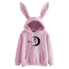 Женская толстовка с капюшоном, с изображением Луны, скелета, кроличьих ушей, с длинным рукавом, пуловер, толстовка