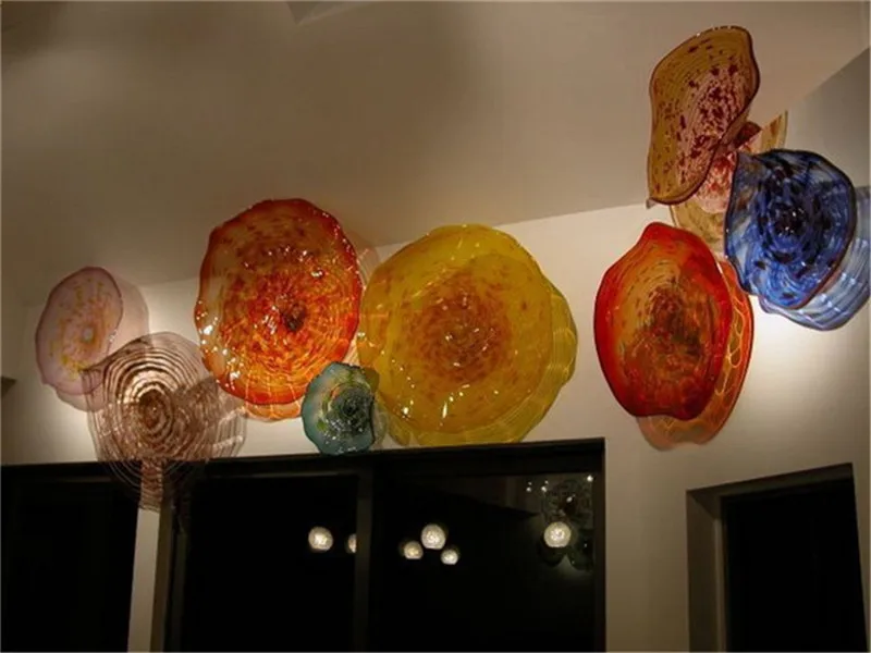 

Italian Design Blown Glass Flowers for Home Turkish Flower Wall Art Stained Colored Glass Plates