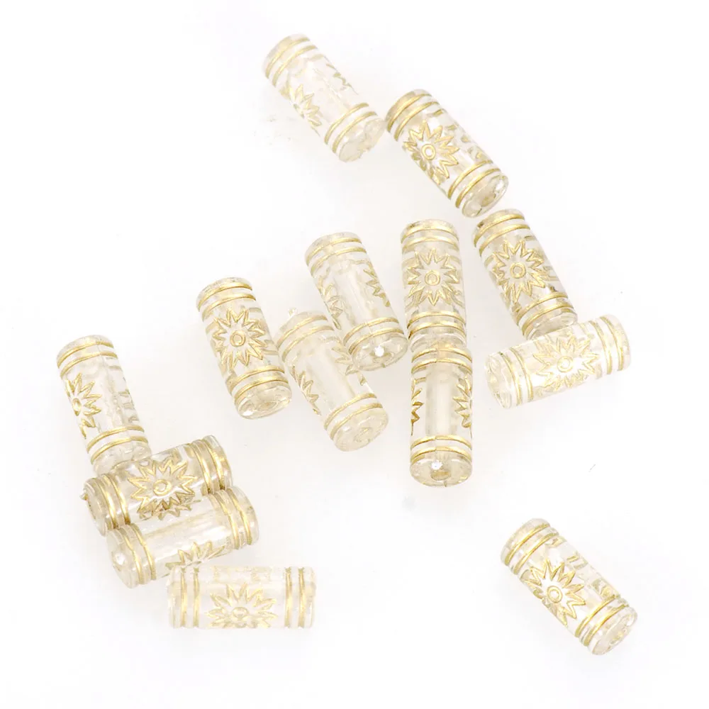 100Pcs 5*11MM Golded Plating Acrylic Antique Design Stripe TubeSpacer Beads For Diy Handmade Jewelry Making Findings Accessories | Украшения
