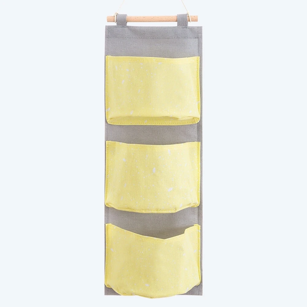 Yellow (1pc) Новинка, 3 кармана, подвесная сумка для хранения, дверь, задняя стенка, прикроватный шкаф, продуктовые подвесные Органайзеры - Цвет: Yellow (1pc)