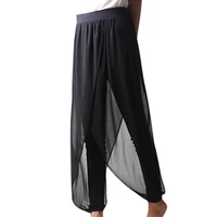 autumn women chiffon harem pants black casual baggy 2021 new ladies jointed tulle loose trousers pantalones de mujer