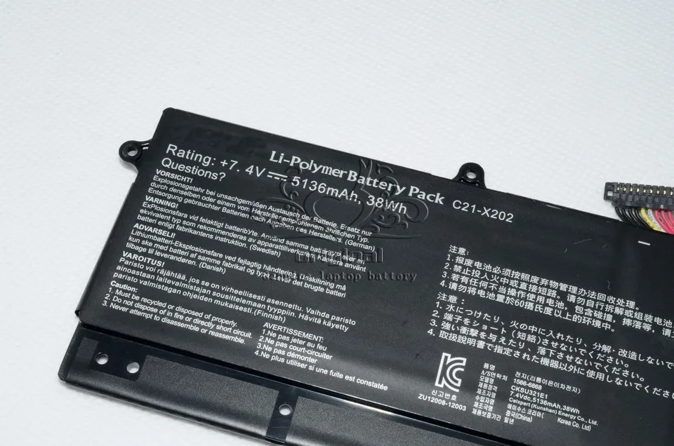 JIGU 7 4 V 38WH C21-X202 Оригинальный аккумулятор для ноутбука Asus VivoBook X201 Series X201E R201E |