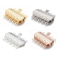 10sets 5 strands 304 stainless steel box clasps rectangle pattern multicolor diy jewelry making supplies 19 5x15x3mm hole 1 4mm