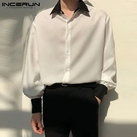 incerun fashion men patchwork shirt turn down collar streetwear long sleeve korean casual shirts men 2021 button camisas s 5xl