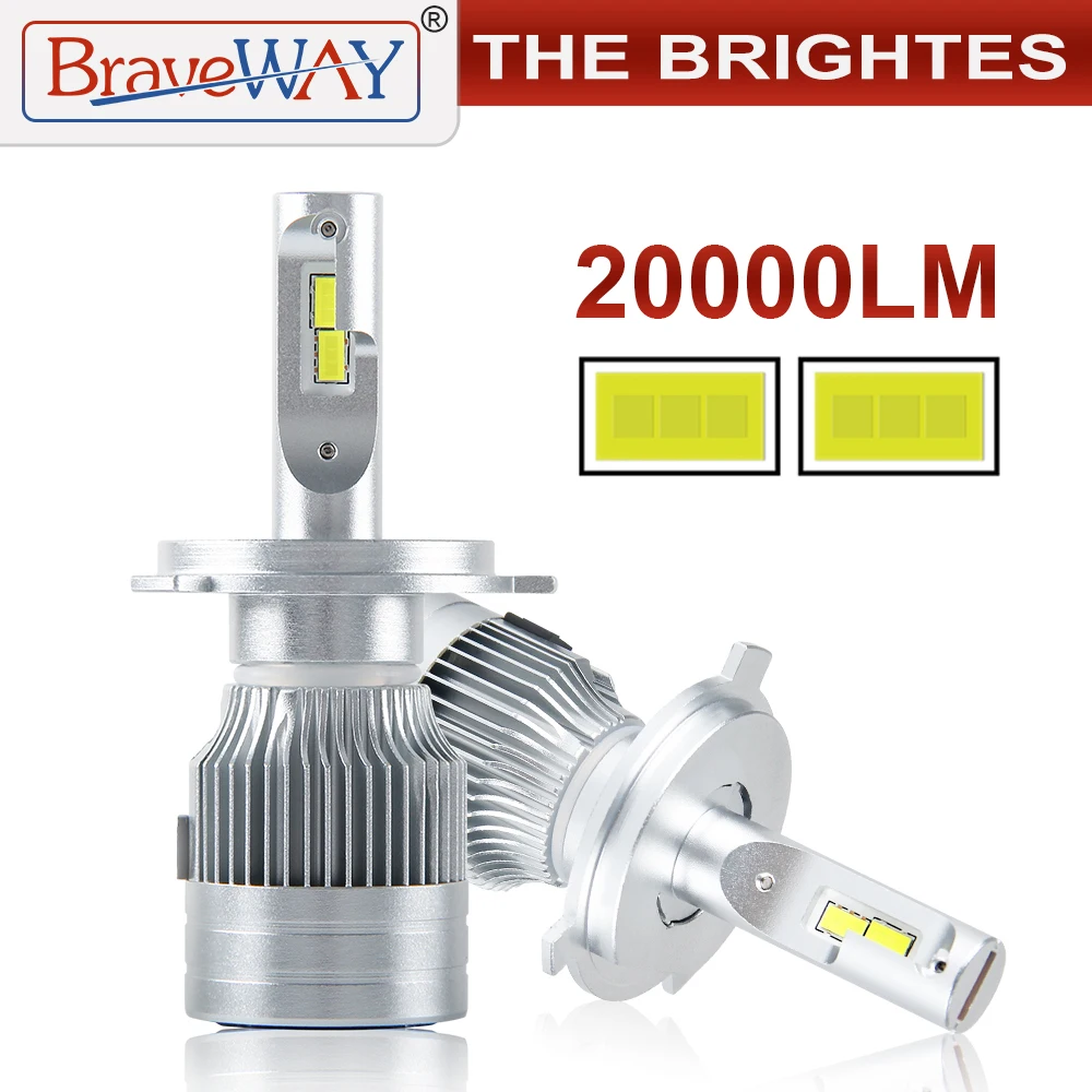 BraveWay 20000LM светодиодный автомобильный головной светильник лампы H1 H11 H7 H4 HB3 HB4 H8