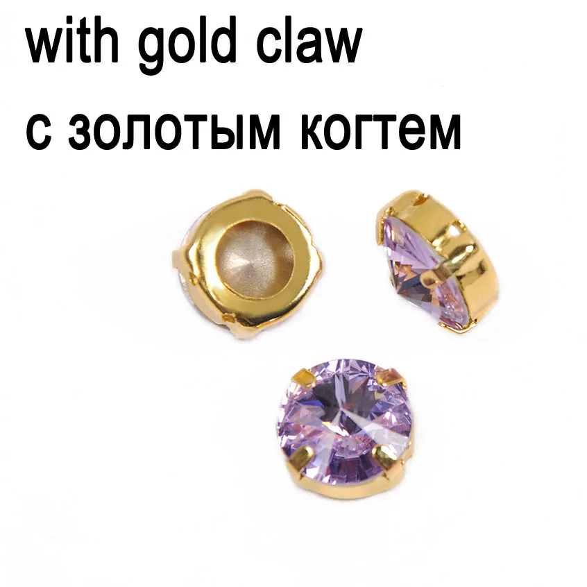 CTPA3bI фиолетовый цвет Rivoli формы кристаллы пришить остроконечные Стразы Шитье с граненые камни стекло для DIY свадебное платье - Цвет: crystal with gold