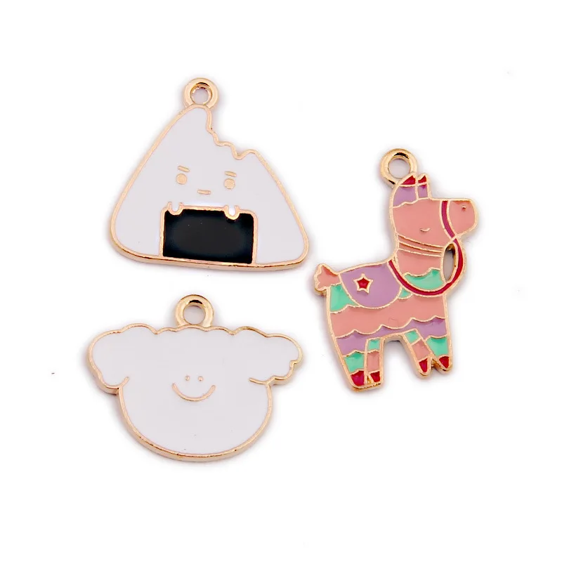 

10pcs/lot Rice Ball Horse Bear Charms Pendant Enamel Metal Small Charms Necklace Bracelet DIY Jewelry Making Accessories