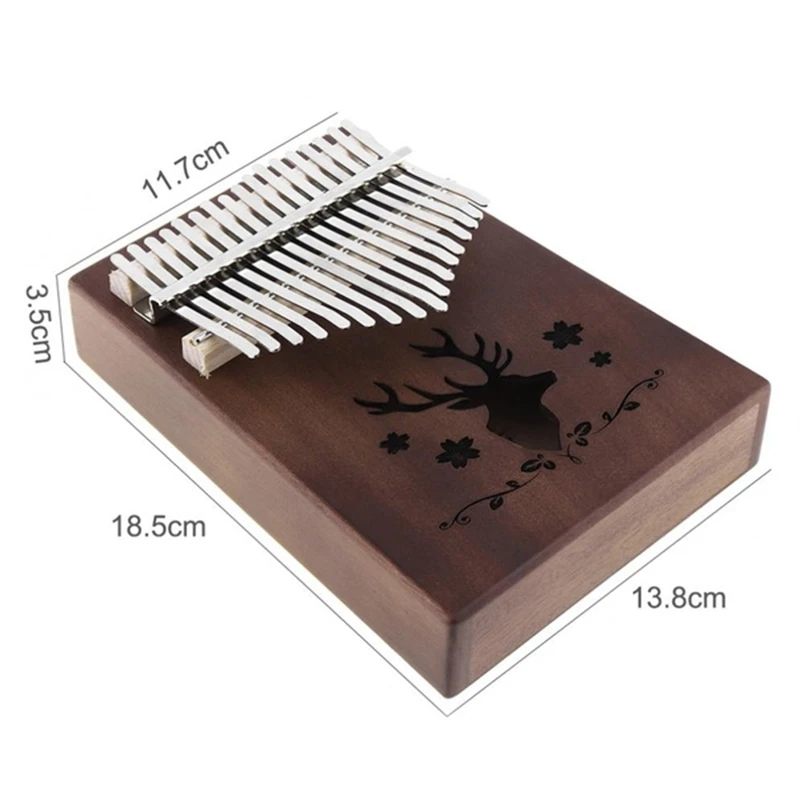 

17 Key Kalimba Retro Reindeer Sound Hole Single Board Mahogany Thumb Piano Mbira Mini Keyboard Instrument