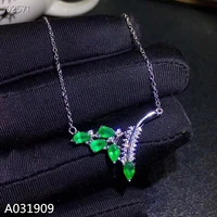 kjjeaxcmy boutique jewelry 925 sterling silver inlaid natural emerald pendant female necklace supports detection classic