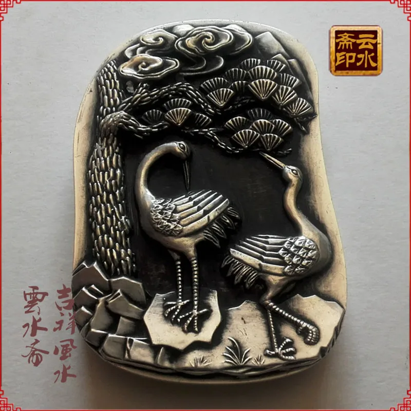 Китай античное серебро ручная работа тонкая фотопленка чернильный камень