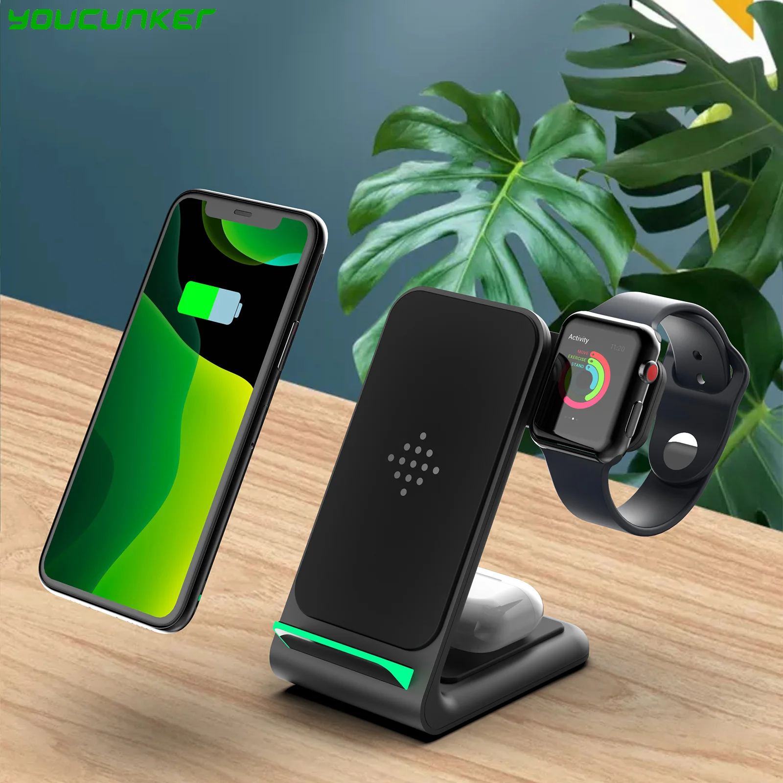 

15W Qi Wireless Charging Stand 3 In 1 Foldable Dock Magnetic Wireless Charger Station for iPhone 12 Pro Max iWatch Airpods Quick
