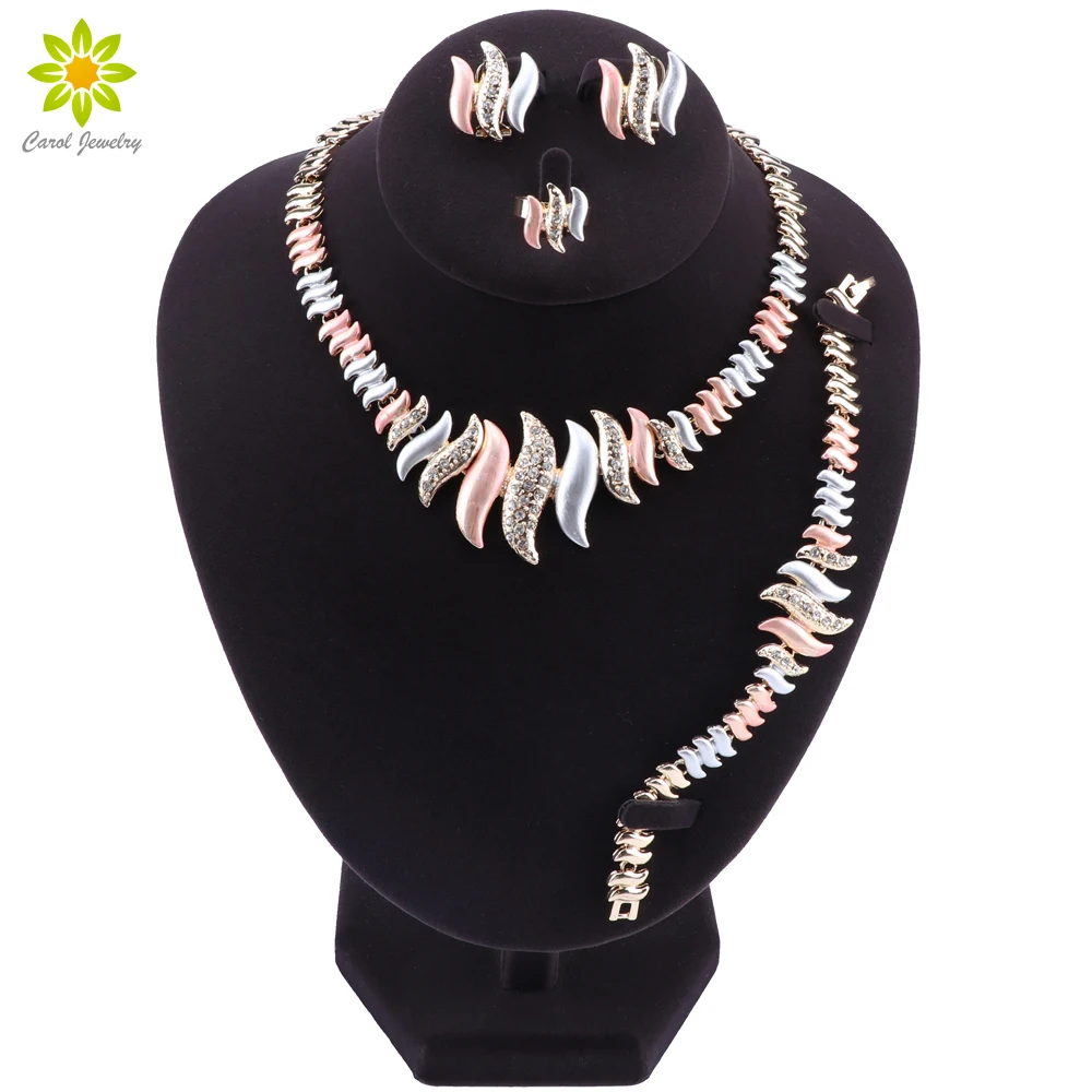 Новинка 2020 наборы ювелирных изделий для женщин комплект золотого цвета с